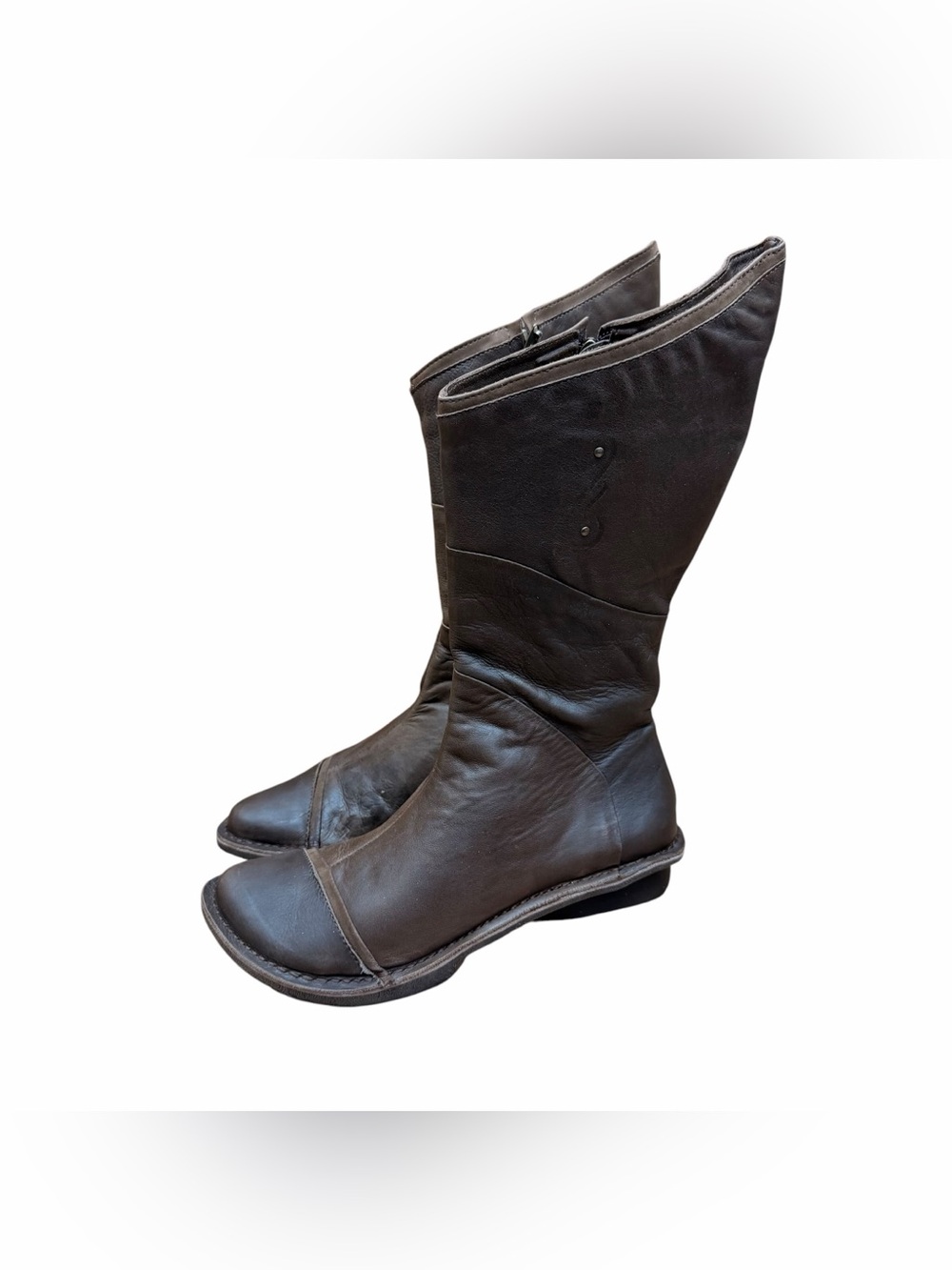 Sergio Tomani size 9 (40 EU)  Brown Leather Mid Calf Women's Tall Zip-Up Boots